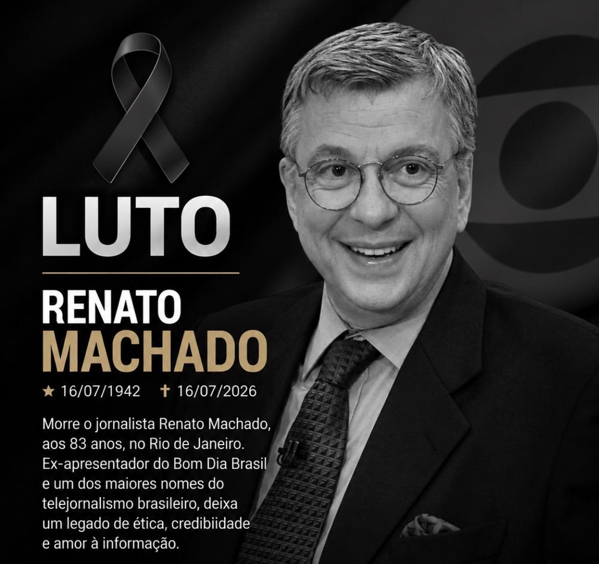 Morre Renato Machado, um dos maiores nomes do telejornalismo brasileiro, aos 83 anos